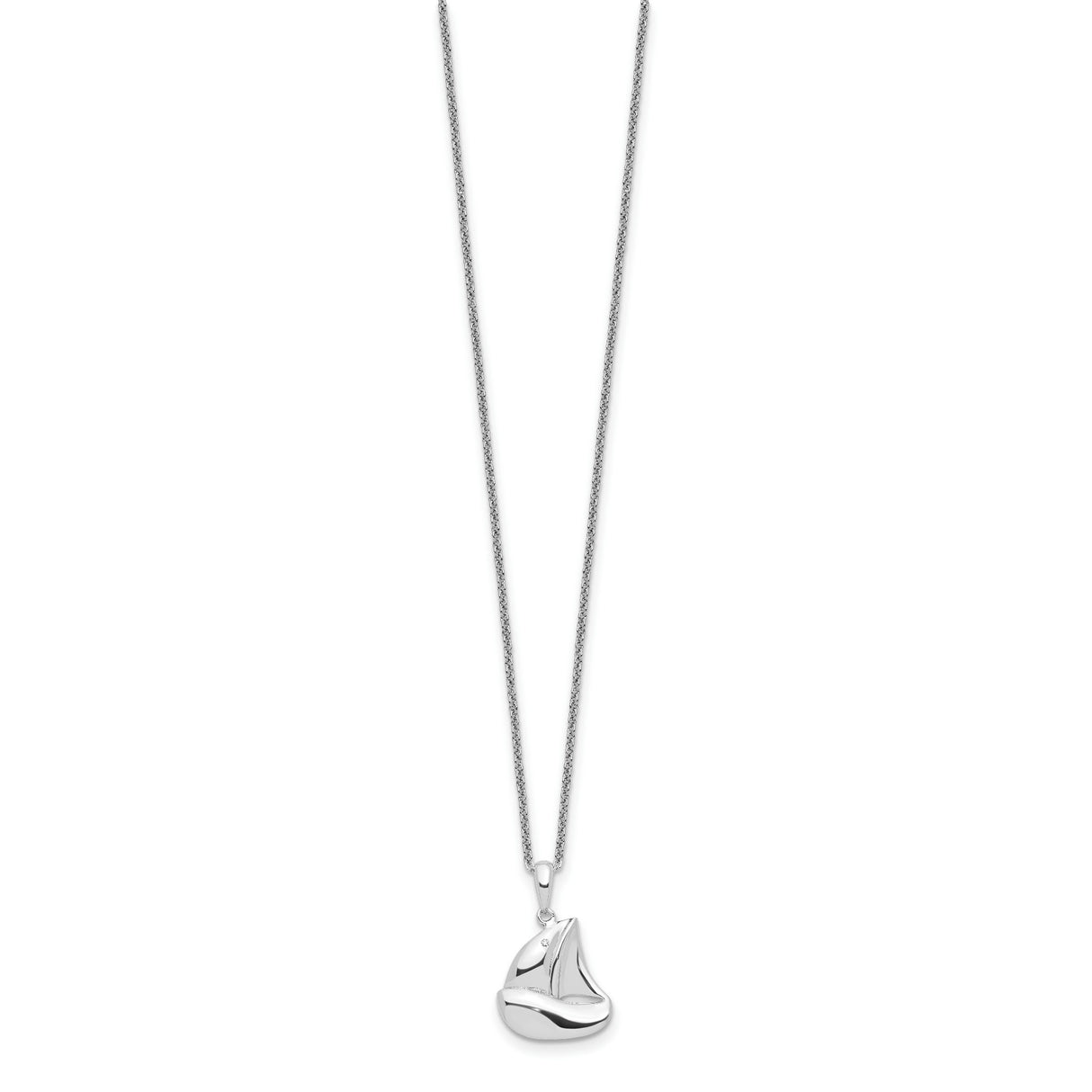 CZ Explore Your World 14in. Necklace with 2in. ext Charm Pendant in Real 925 Sterling Silver