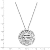 CZ Antiqued You Are My Happy 18in. Necklace Charm Pendant in Real 925 Sterling Silver