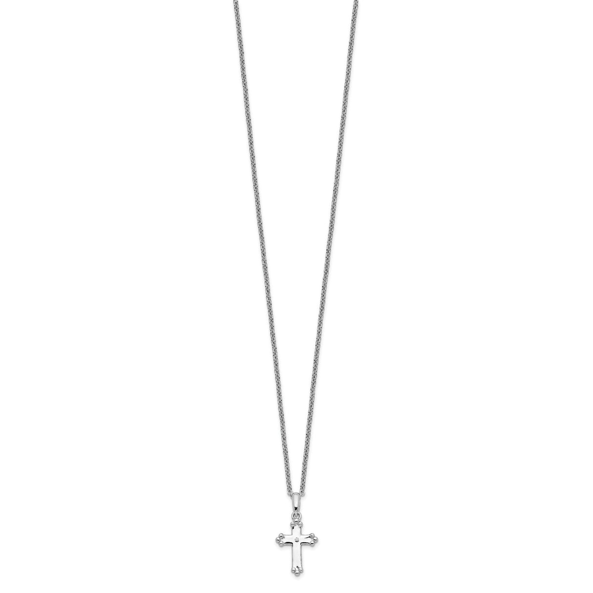 CZ Believe Big 14in. Necklace with 2in. ext Charm Pendant in Real 925 Sterling Silver