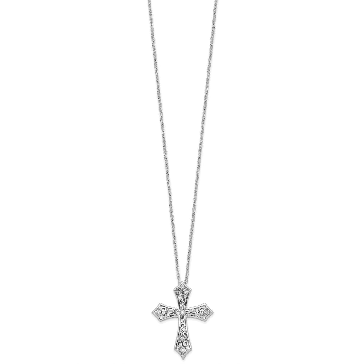 CZ I Still Believe 18in. Necklace Charm Pendant in Real 925 Sterling Silver