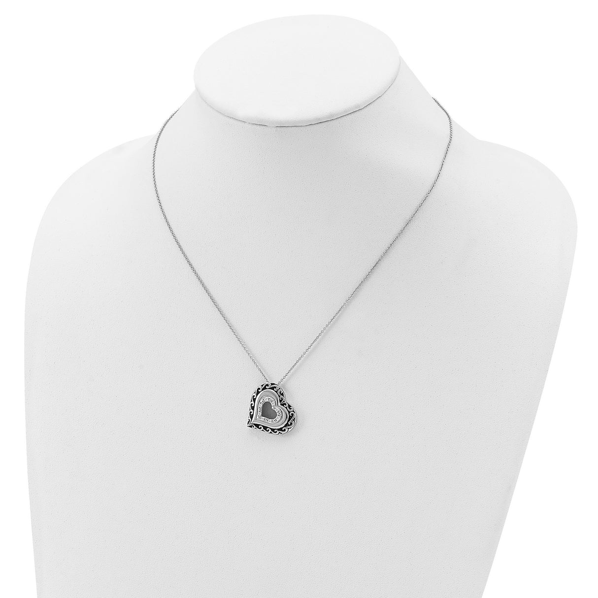 CZ Antiqued Mother Of the Bride 18in. Necklace Charm Pendant in Real 925 Sterling Silver