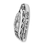 CZ Antiqued Mother Of the Bride 18in. Necklace Charm Pendant in Real 925 Sterling Silver
