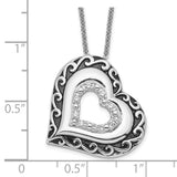 CZ Antiqued Mother Of the Bride 18in. Necklace Charm Pendant in Real 925 Sterling Silver
