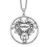 Antiqued Mother 18in. Necklace Charm Pendant in Real 925 Sterling Silver