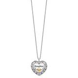 Antiqued Daughter 18in. Necklace Charm Pendant in Real 925 Sterling Silver