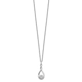 CZ Love You Forever 18in. Necklace Charm Pendant in Real 925 Sterling Silver