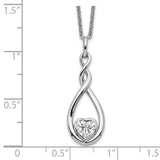 CZ Love You Forever 18in. Necklace Charm Pendant in Real 925 Sterling Silver