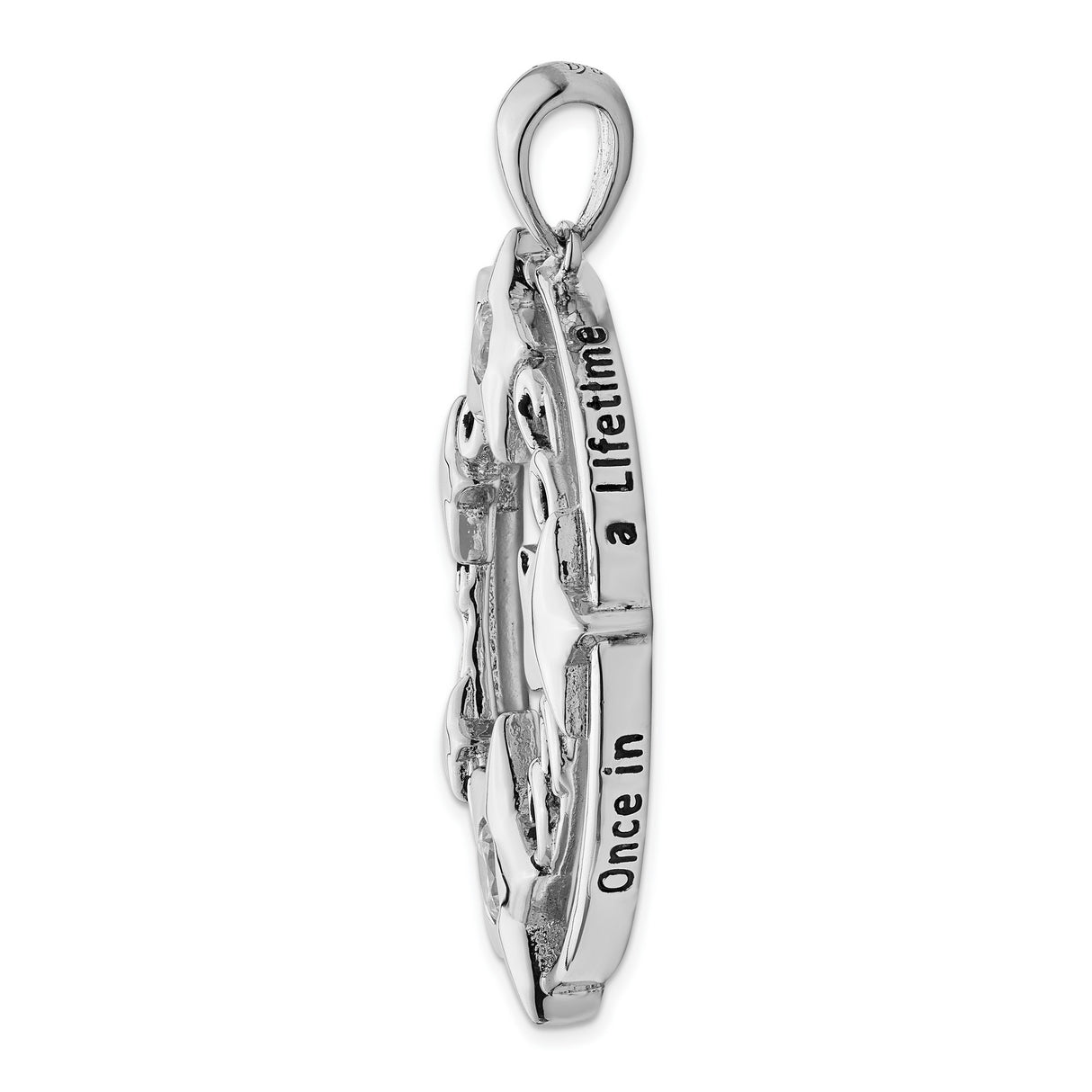 CZ Antiqued Once In A Lifetime 18in. Necklace Charm Pendant in Real 925 Sterling Silver