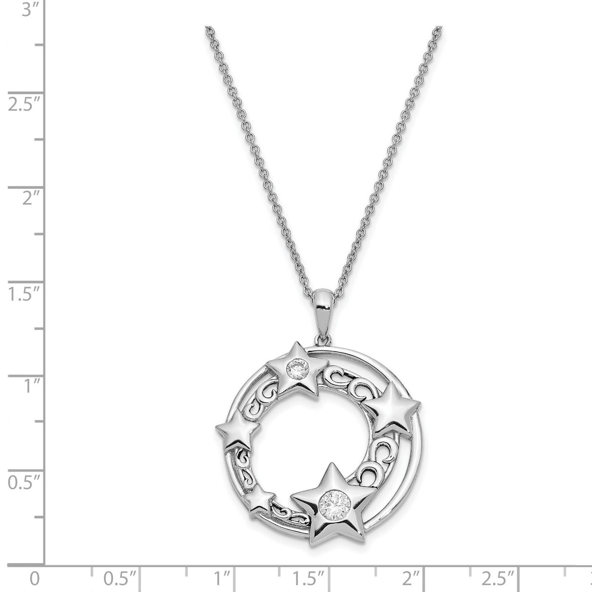CZ Antiqued Once In A Lifetime 18in. Necklace Charm Pendant in Real 925 Sterling Silver