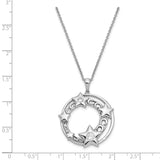 CZ Antiqued Once In A Lifetime 18in. Necklace Charm Pendant in Real 925 Sterling Silver
