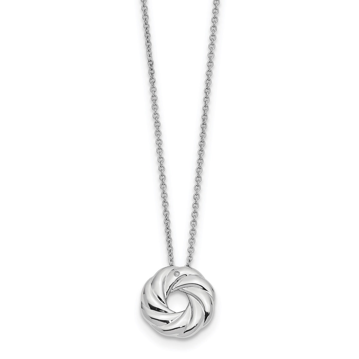 CZ Sparkle and Shine 14in. Necklace with 2in. ext Charm Pendant in Real 925 Sterling Silver