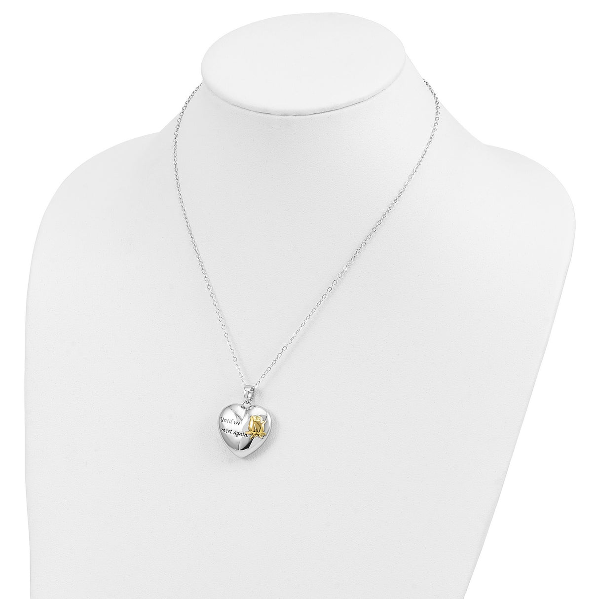 Antiqued Accent Until We Meet Again Heart Ash Holder 18 Inch Necklace Charm Pendant in Real 925 Sterling Silver