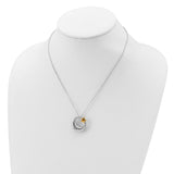 Rhodium Antiqued Just A Dream Away Moon with Accent Star Ash Holder 18 Inch Necklace Charm Pendant in Real 925 Sterling Silver