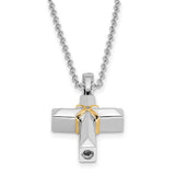 CZ Accent Cross Ash Holder 18 Inch Necklace Charm Pendant in Real 925 Sterling Silver