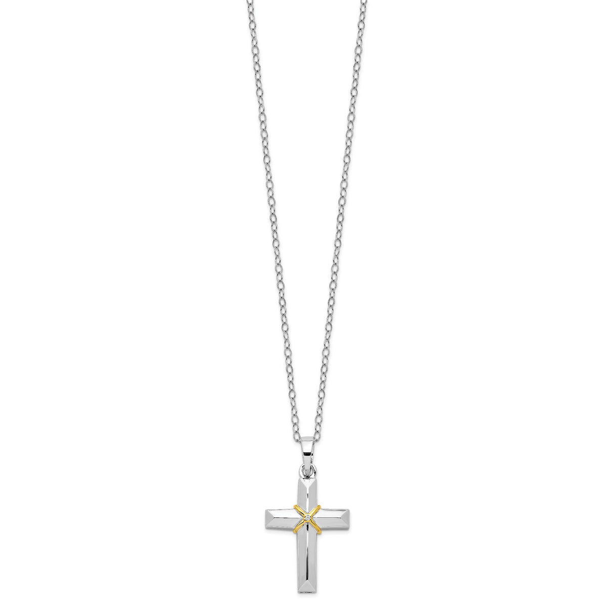 CZ Accent Cross Ash Holder 18 Inch Necklace Charm Pendant in Real 925 Sterling Silver