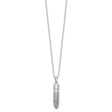 Antiqued Lined Bullet Ash Holder 18 Inch Necklace Charm Pendant in Real 925 Sterling Silver