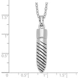 Antiqued Lined Bullet Ash Holder 18 Inch Necklace Charm Pendant in Real 925 Sterling Silver