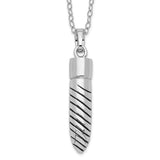 Antiqued Lined Bullet Ash Holder 18 Inch Necklace Charm Pendant in Real 925 Sterling Silver