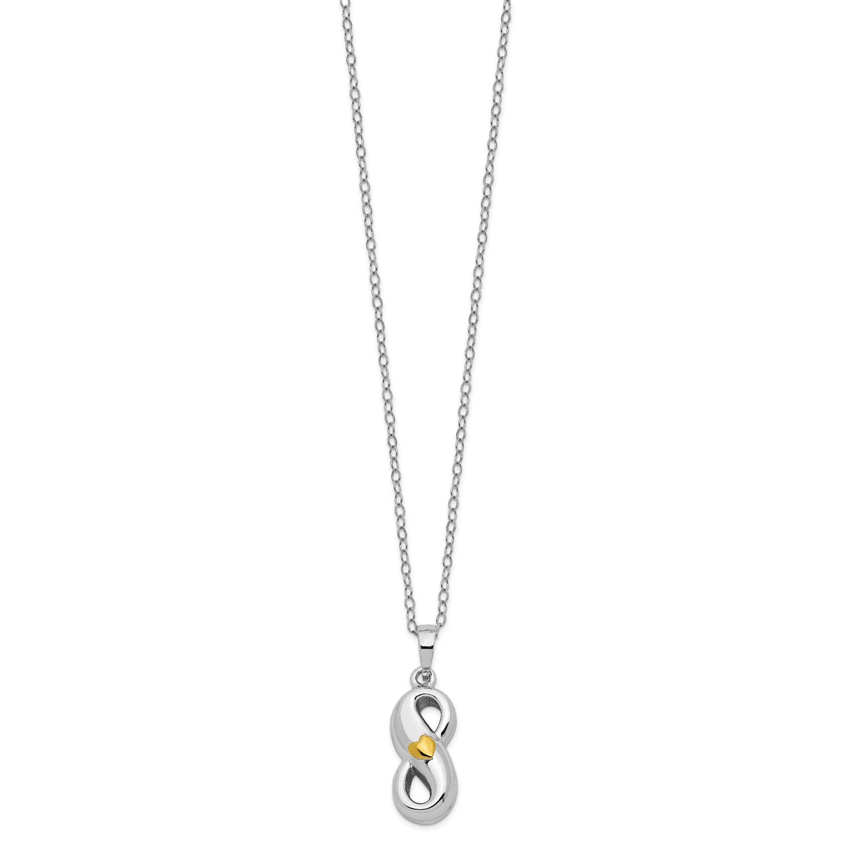 Heart Accent Infinite Love Ash Holder 18 Inch Necklace Charm Pendant in Real 925 Sterling Silver