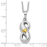 Heart Accent Infinite Love Ash Holder 18 Inch Necklace Charm Pendant in Real 925 Sterling Silver