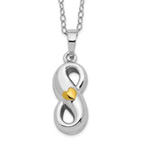 Heart Accent Infinite Love Ash Holder 18 Inch Necklace Charm Pendant in Real 925 Sterling Silver