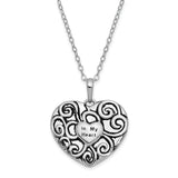 Antiqued In My Heart 18 Inch Necklace Charm Pendant in Real 925 Sterling Silver