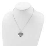 Antiqued In My Heart 18 Inch Necklace Charm Pendant in Real 925 Sterling Silver