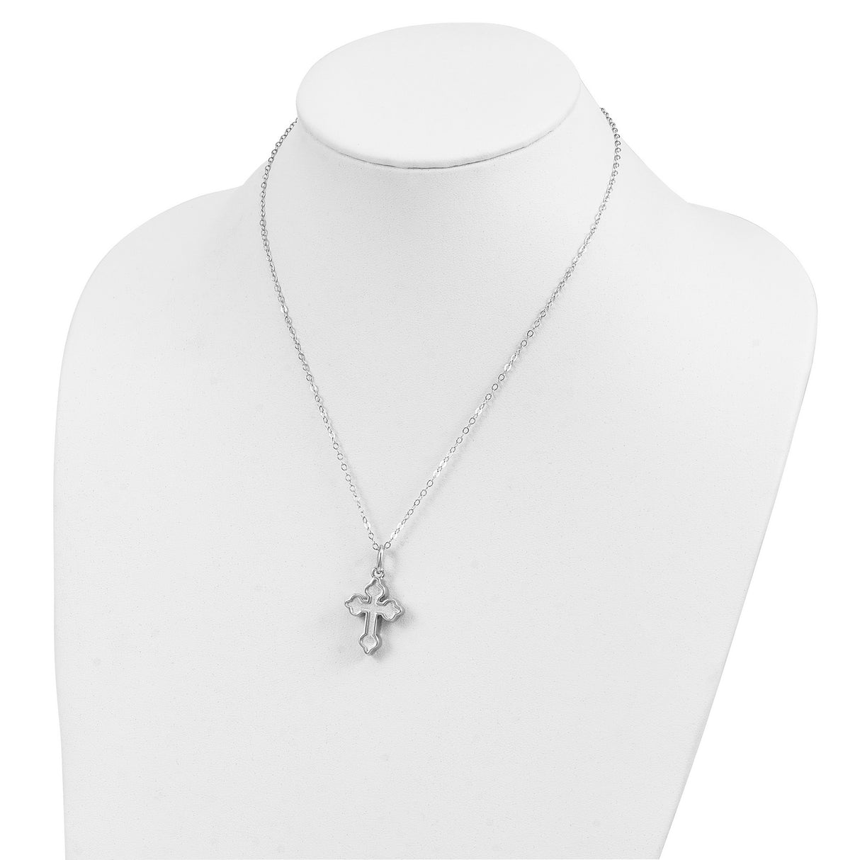 Matted Cross Ash Holder 18 Inch Necklace Charm Pendant in Real 925 Sterling Silver