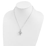 Matted Cross Ash Holder 18 Inch Necklace Charm Pendant in Real 925 Sterling Silver