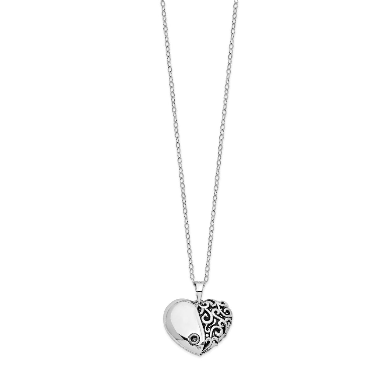 Antiqued One More Day Heart Shape with Butterfly Ash Holder 18 Inch Necklace Charm Pendant in Real 925 Sterling Silver