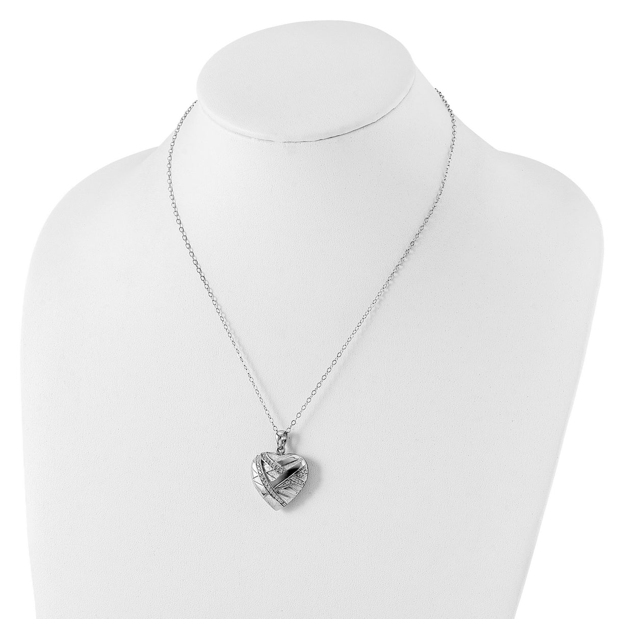 CZ Bandaged Heart Ash Holder 18 Inch Necklace Charm Pendant in Real 925 Sterling Silver