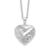 CZ Bandaged Heart Ash Holder 18 Inch Necklace Charm Pendant in Real 925 Sterling Silver