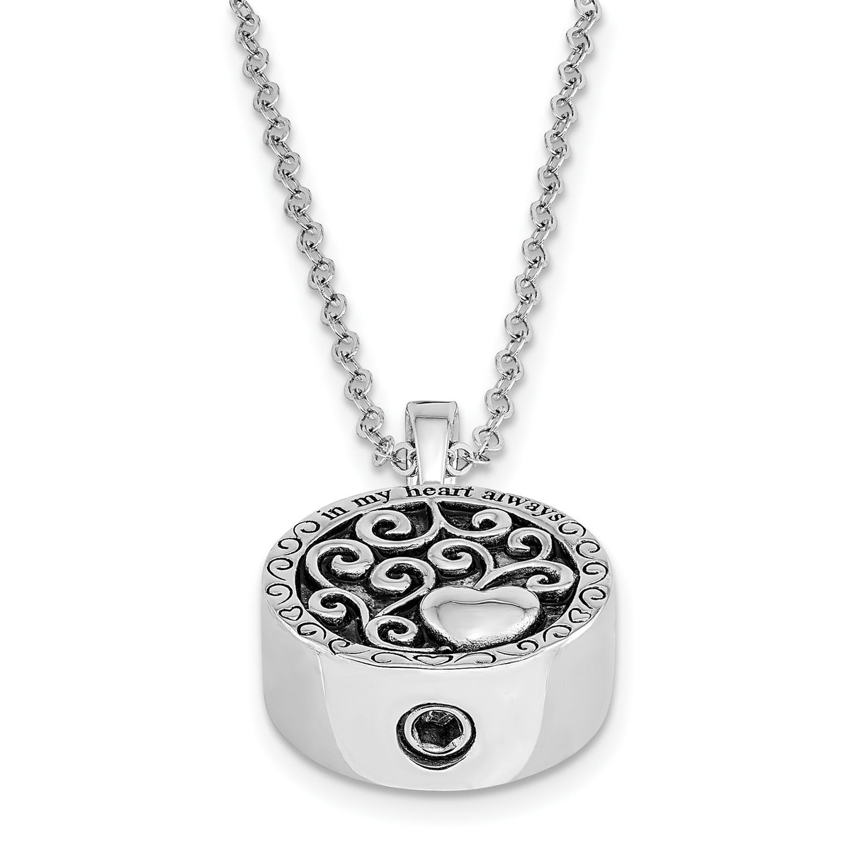 Antiqued In My Heart Ash Holder 18 Inch Necklace Charm Pendant in Real 925 Sterling Silver