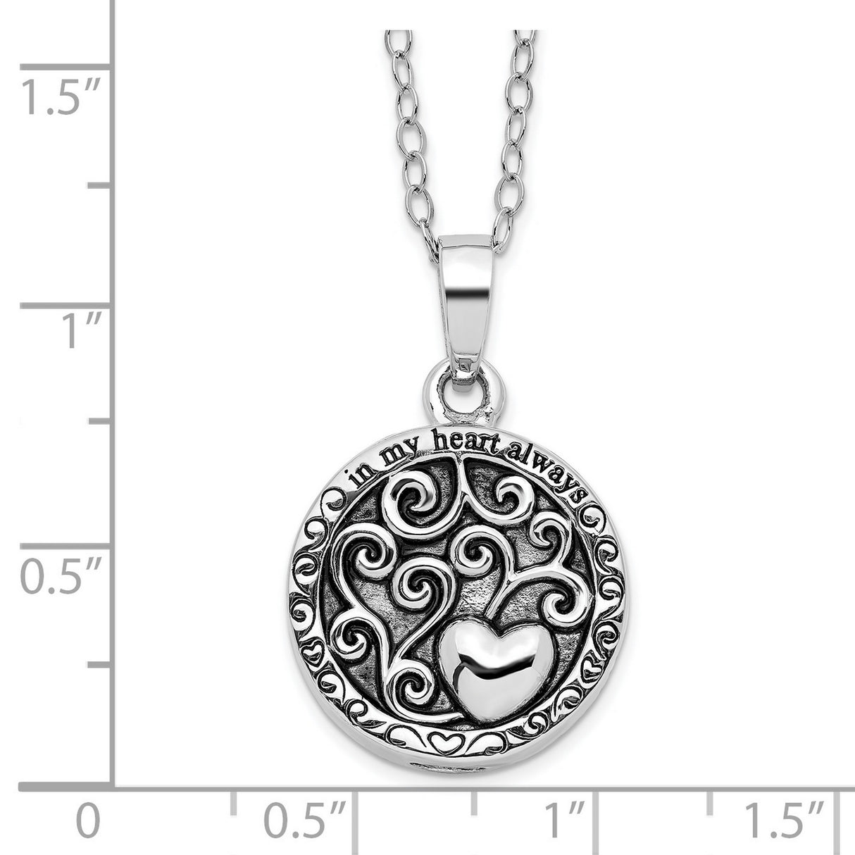 Antiqued In My Heart Ash Holder 18 Inch Necklace Charm Pendant in Real 925 Sterling Silver