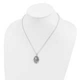 CZ Antiqued MOTHER I Love You More 18in. Necklace Charm Pendant in Real 925 Sterling Silver
