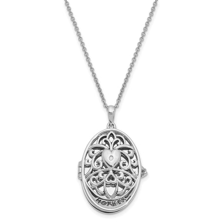 CZ Antiqued MOTHER I Love You More 18in. Necklace Charm Pendant in Real 925 Sterling Silver