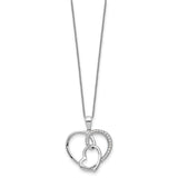 CZ Together In Love 18 inch Necklace Charm Pendant in Real 925 Sterling Silver