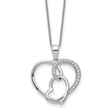 CZ Together In Love 18 inch Necklace Charm Pendant in Real 925 Sterling Silver