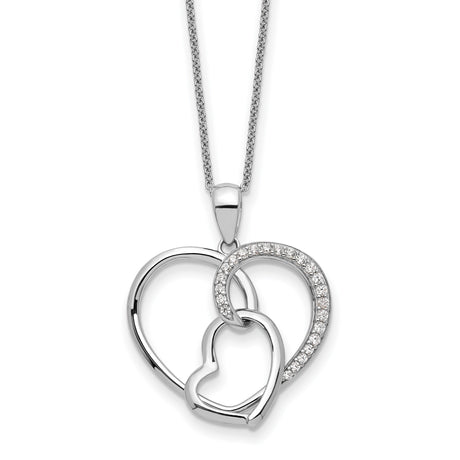 CZ Together In Love 18 inch Necklace Charm Pendant in Real 925 Sterling Silver