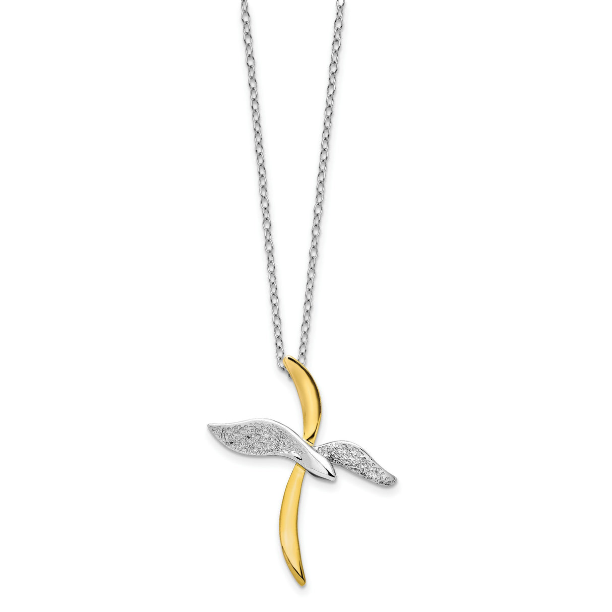 Faith In Flight 22 inch Necklace Charm Pendant in Real 925 Sterling Silver