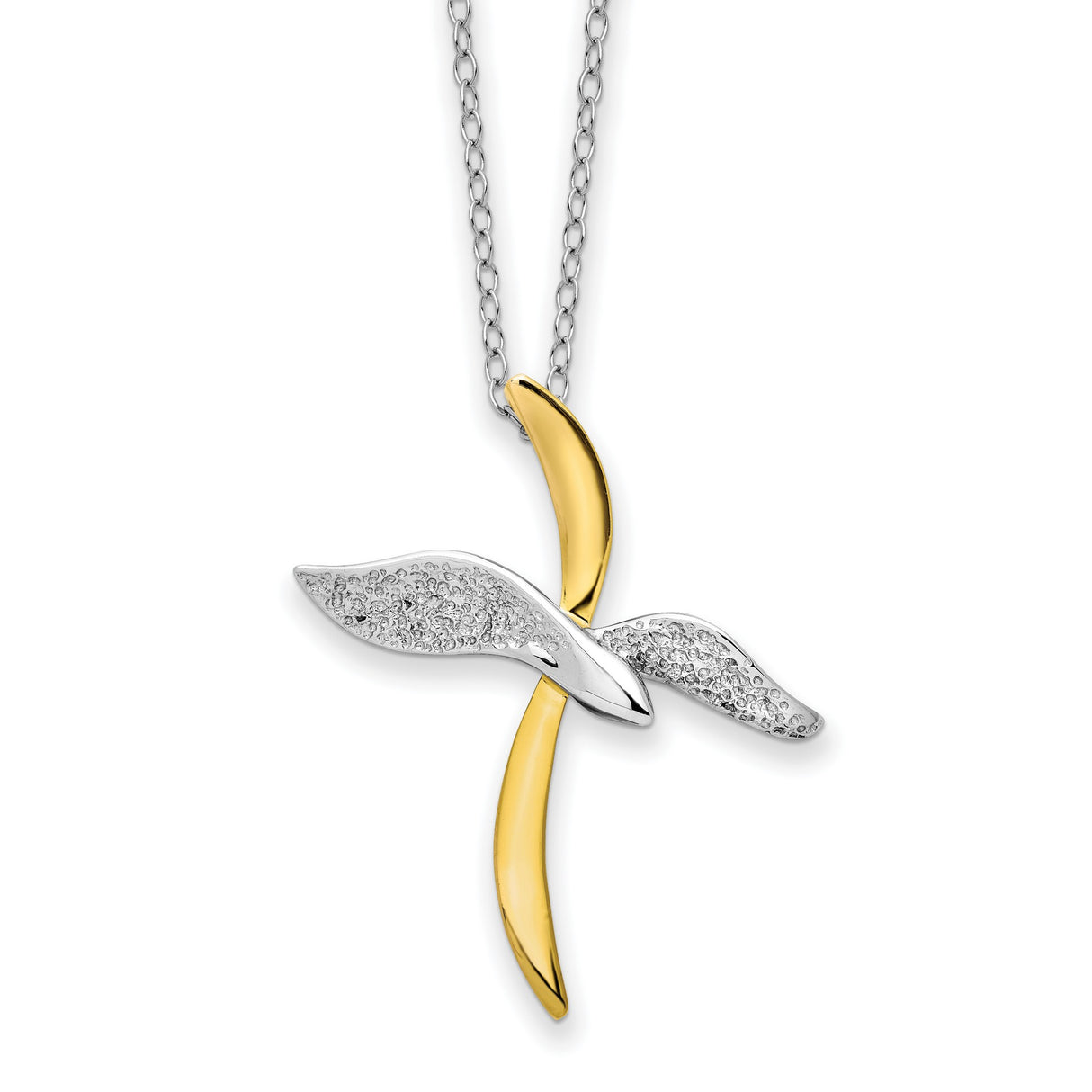 Faith In Flight 22 inch Necklace Charm Pendant in Real 925 Sterling Silver
