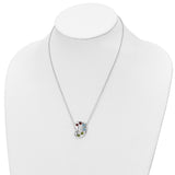 Multi-color CZ Color Me Happy Pallet 18 inch Necklace Charm Pendant in Real 925 Sterling Silver