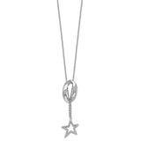CZ Catch a Falling Star 18 inch Necklace Charm Pendant in Real 925 Sterling Silver