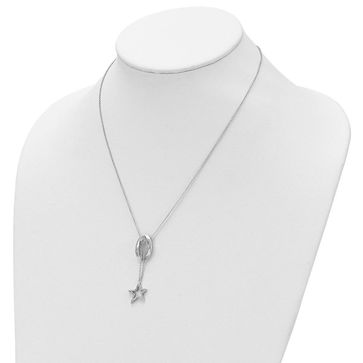 CZ Catch a Falling Star 18 inch Necklace Charm Pendant in Real 925 Sterling Silver
