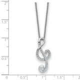 CZ Music 18 inch Necklace Charm Pendant in Real 925 Sterling Silver