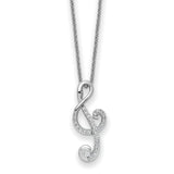 CZ Music 18 inch Necklace Charm Pendant in Real 925 Sterling Silver