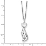CZ Purrfect Love Cat 18 inch Necklace Charm Pendant in Real 925 Sterling Silver