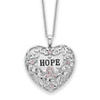 Pink CZ Breast Cancer Heart 18 inch Necklace Charm Pendant in Real 925 Sterling Silver