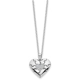 CZ Antiqued Love You To Pieces 18 inch Necklace Charm Pendant in Real 925 Sterling Silver