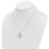 CZ Antiqued Love You To Pieces 18 inch Necklace Charm Pendant in Real 925 Sterling Silver